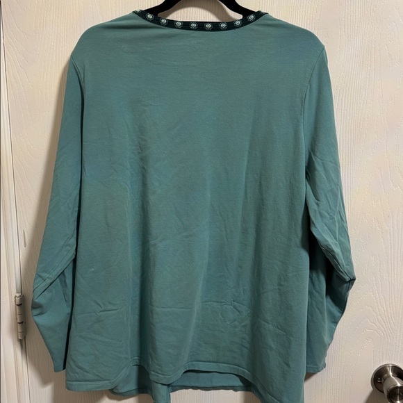 Lands End 2 Piece Pajama Loungewear Matching Set Women’s 3X Teal Green Soft Cozy - Picture 5 of 10